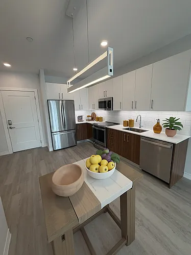 Floor plan 1 Bed 1 Bath open style with glass slider Large