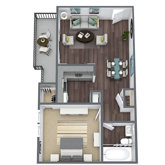 Floor plan A1: 1 Bed 1 Bath