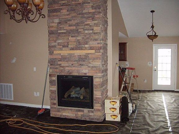 Stack Stone Fireplace