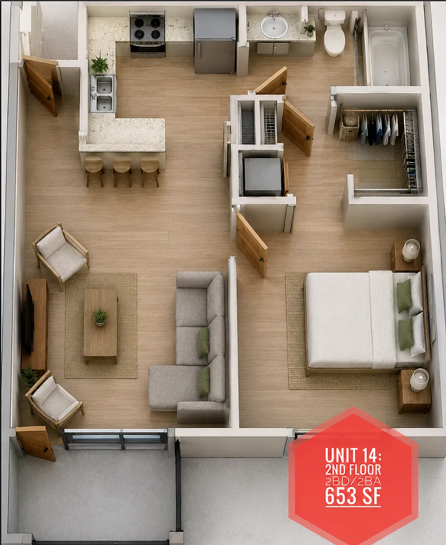 1 BD 1 BA 2nd Floor w/ woods view — Photo 3