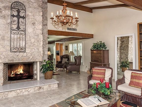 Dramatic Stone Fireplace