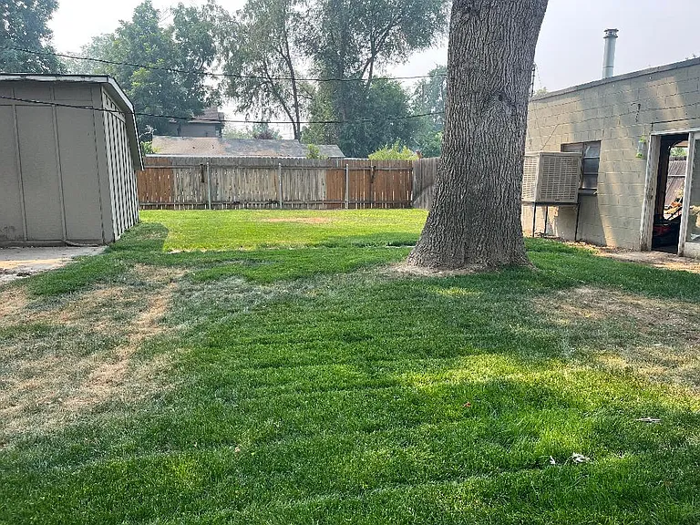 backyard and man door to shop