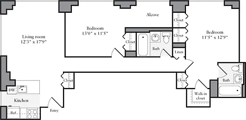 Floor plan 2 Bedroom E1