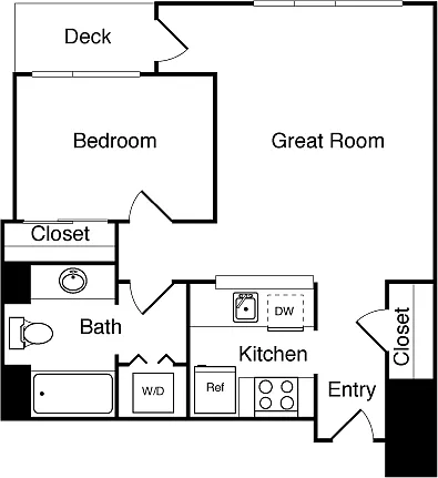 Floor plan 1 Bed City 750