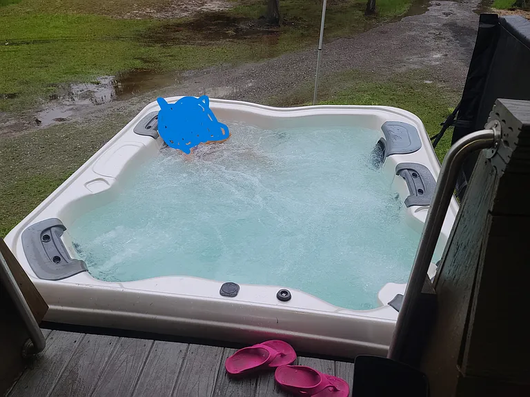 hot tub is a step down from large deck