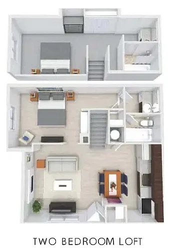 Floor plan studio with loft