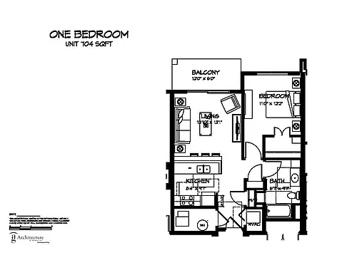 Floor plan Building B - One Bedroom A