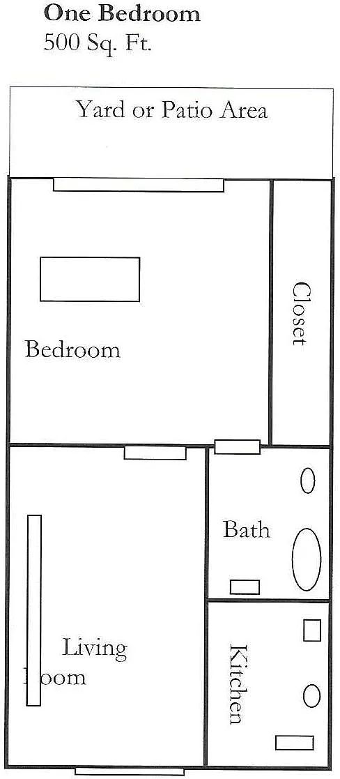 Floor plan 1 bedroom garden walk-up