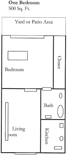 Floor plan 1 bedroom garden walk-up