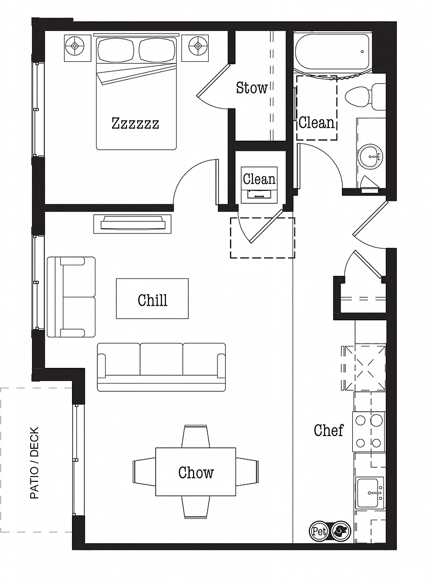 Floor plan One Bedroom Tech AT3