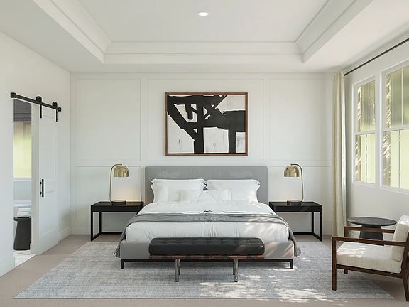 Primary suite with decorative feature wall