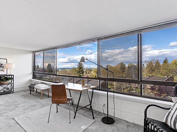 Panoramic views sweep from the Space Needle, past  downtown and Beacon Hill, to the Cascade Mountains in the East.