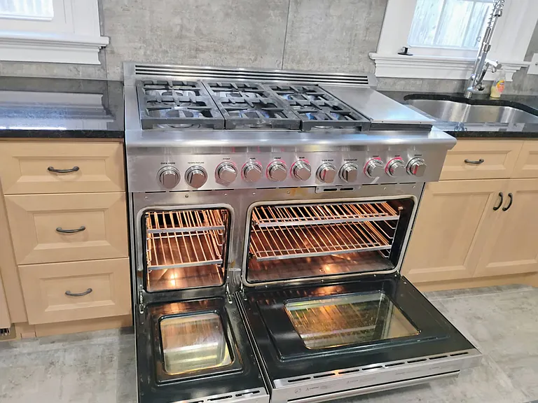 Double oven gas range.