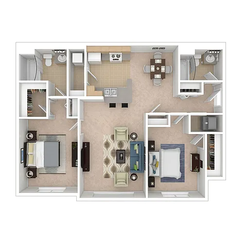 Floor plan Two Bedroom Two Bathroom B Market