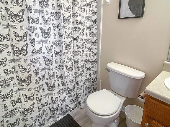 Bathroom with private access to the restroom.
