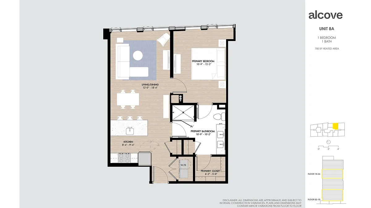 Floor plan Alcove One Bedroom 08 Tiers 1& 2