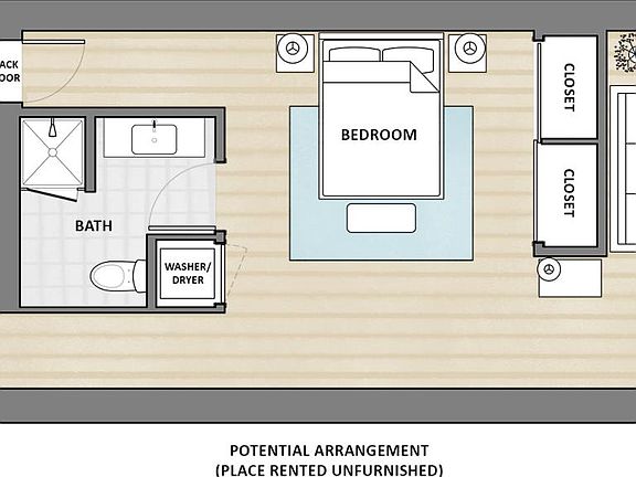Potential furniture arrangement (Note: Unit rented unfurnished).