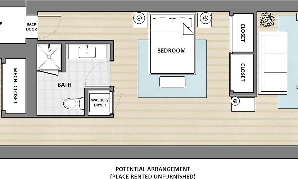 Potential furniture arrangement (Note: Unit rented unfurnished).
