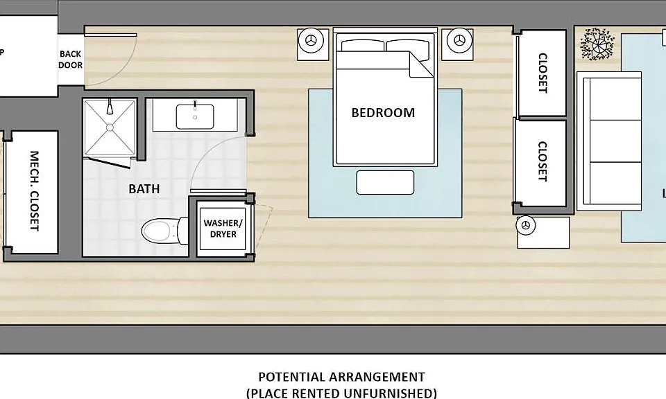 Potential furniture arrangement (Note: Unit rented unfurnished).