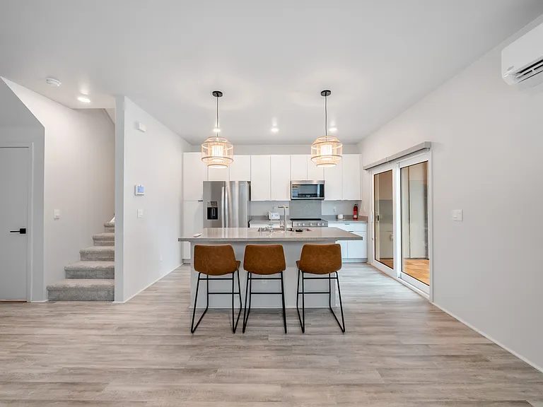 Open living and kitchen.