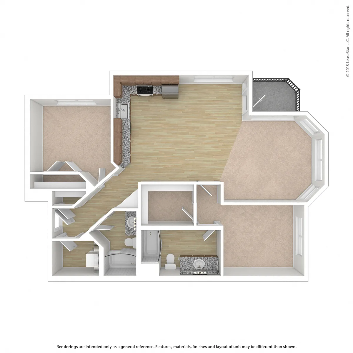 Floor plan 2 Bedroom 2 Bath A