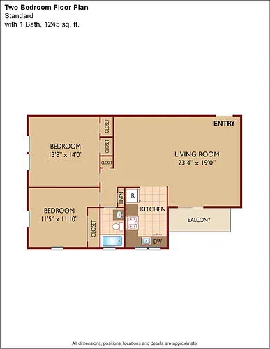 Floor plan $1.80/sq.ft. - Two Bedroom