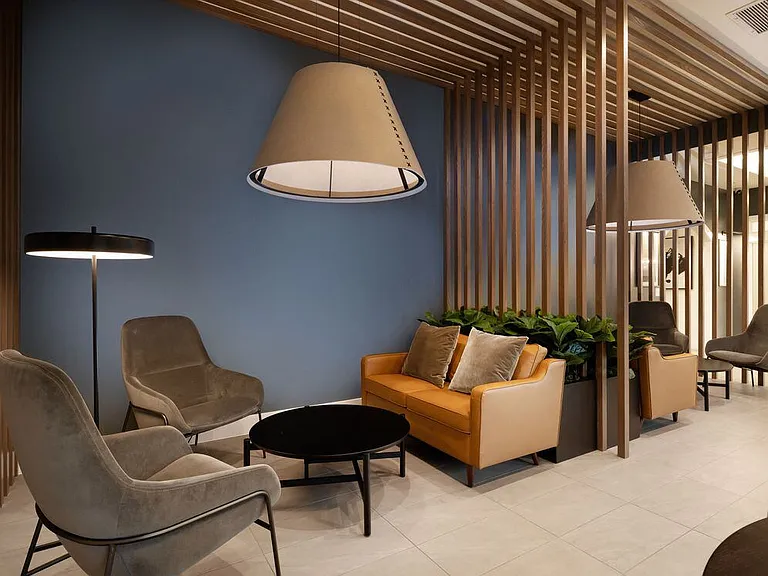 Work lounge with coworking spaces
