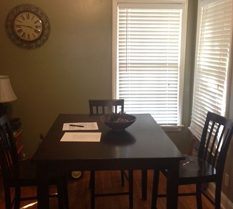 Dining room lined with windows