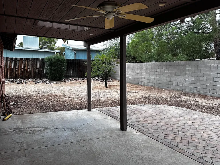 Backyard with covered patio