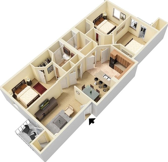 two patios/dual walk in closets/very smart design