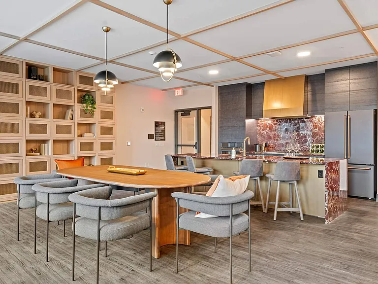 Resident Lounge Kitchen & Gathering Area at The Hallon Luxury Apartments in Hopkins MN