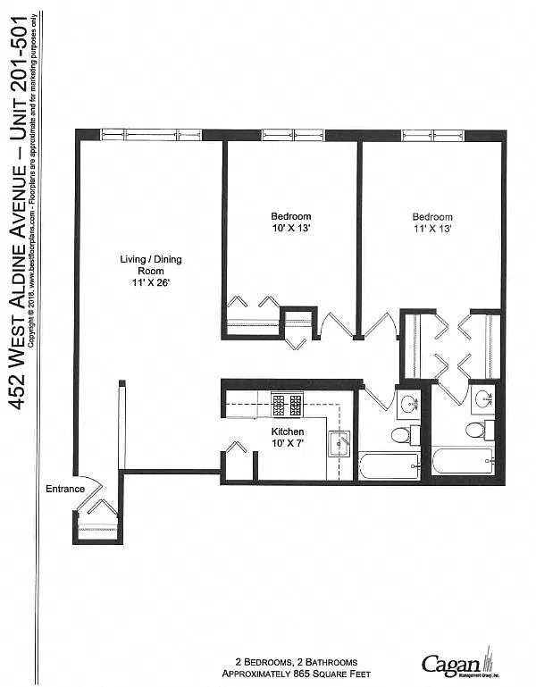 Floor plan Two Bedroom, Two Bathroom - Remodeled