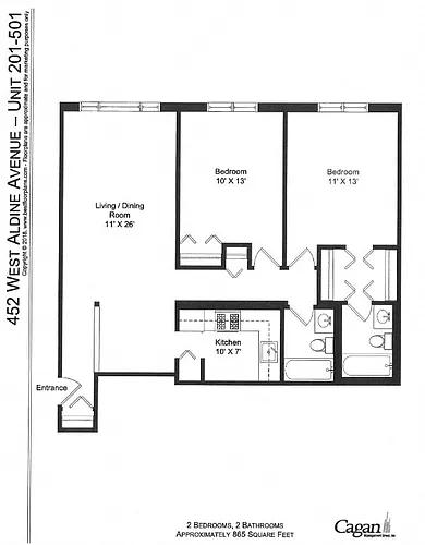 Floor plan Two Bedroom, Two Bathroom - Remodeled