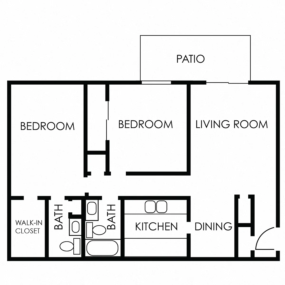 Floor plan 2 bed, 1.5 bath