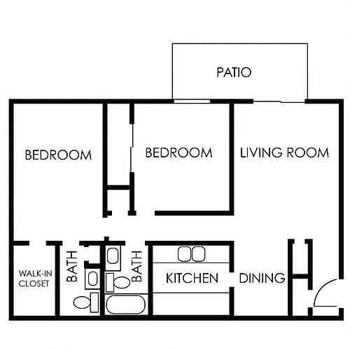 Floor plan 2 bed, 1.5 bath