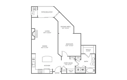 Floor plan 1 Bed/1 Bath-A9