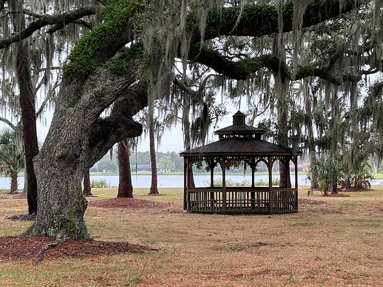 Gazebo and park on a community pond a short walk away