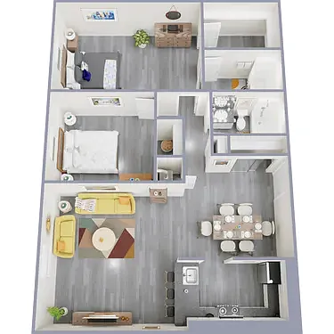 Floor plan Tower Two Bedroom Two Bath