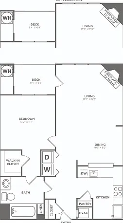 One Bedroom One Bath (755 SF) One Bedroom One Bath (755 SF)