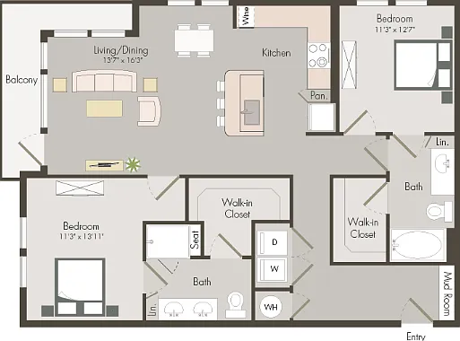 B3 | 2 bed 2 bath | 1175 sq ft B3 | 2 bed 2 bath | 1175 sq ft