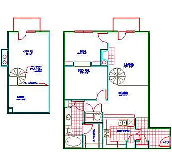Floor plan Traditional 1x1 888-984 SF