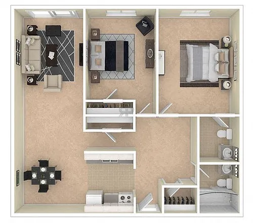 Floor plan Two Bedroom, Two Bathroom
