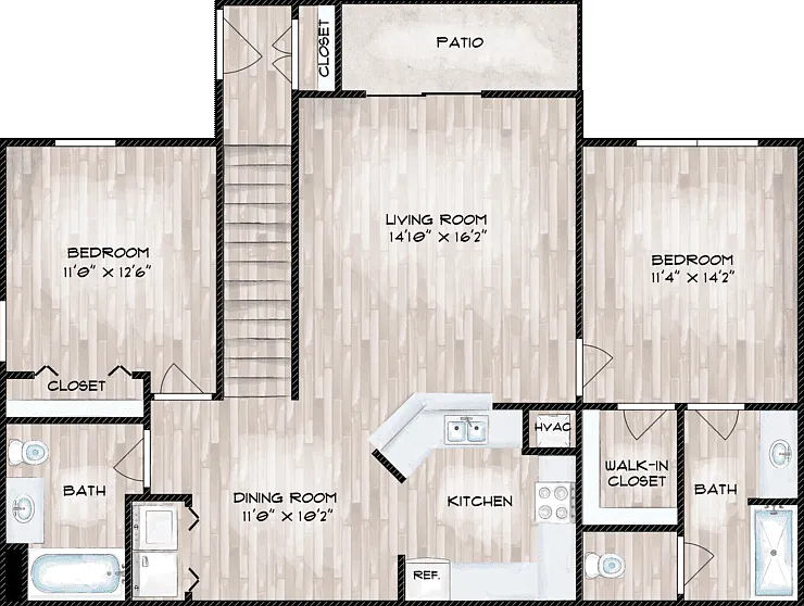 2BD Floorplan Diagram