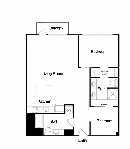 Floor plan Two Bed Two Bath - C