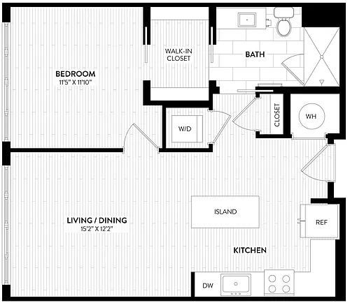 Floor plan PH03 - 1 Bed_1 Bath