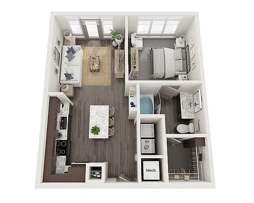 Floor plan One Bedroom A1R