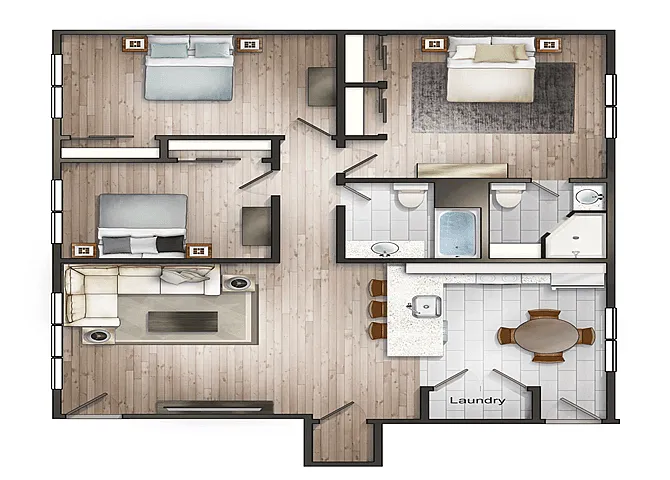 Floor plan 3 Bedroom 2 Bathroom