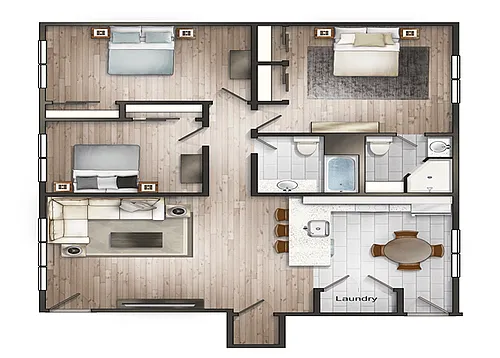 Floor plan 3 Bedroom 2 Bathroom