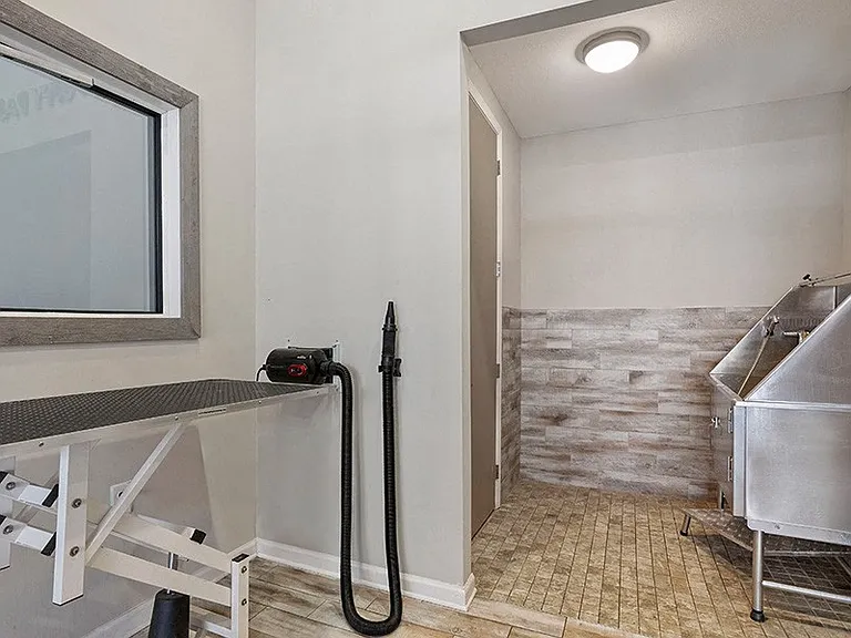 Our furry residents can enjoy spa treatments at the Puppy Parlor