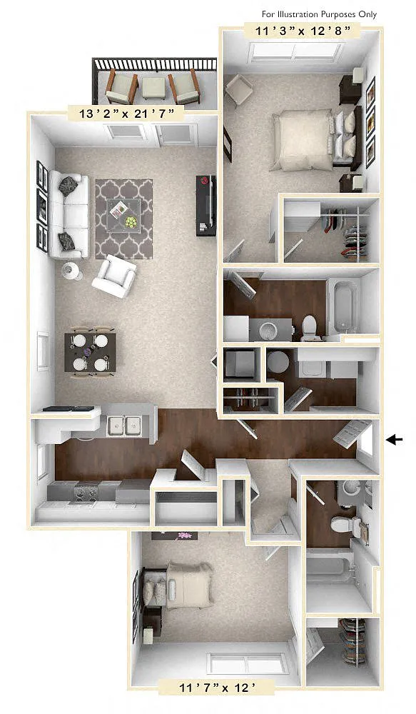 Floor plan The Morgan 2 BR 2 BA